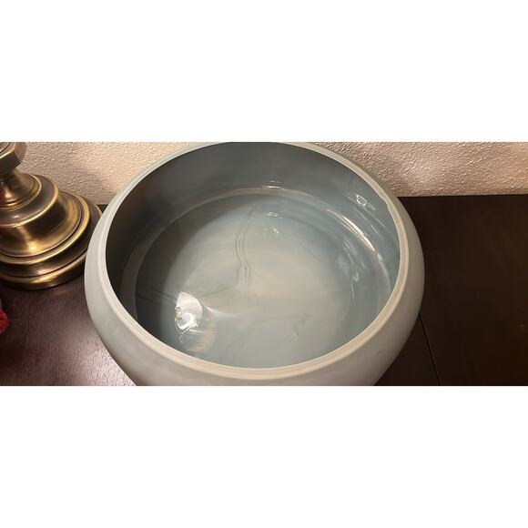 RARE XL Revelation Cirrus Bowl Smokey Blue Matte Frosted Glass Bowl 15x15x15 In - Picture 3 of 6